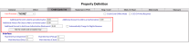 Credit Cards / Int tab of Property Definitions screen example with Credit Limit Authorizations and Automatic Charges section highlighted